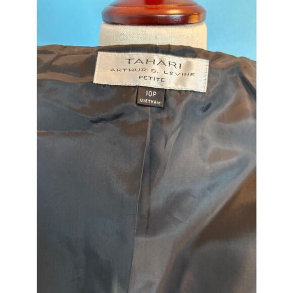 TAHARI Arthur S. Levine Blazer Jacket Fully Lined Blue Abstract Floral 10 Petite - Picture 8 of 8